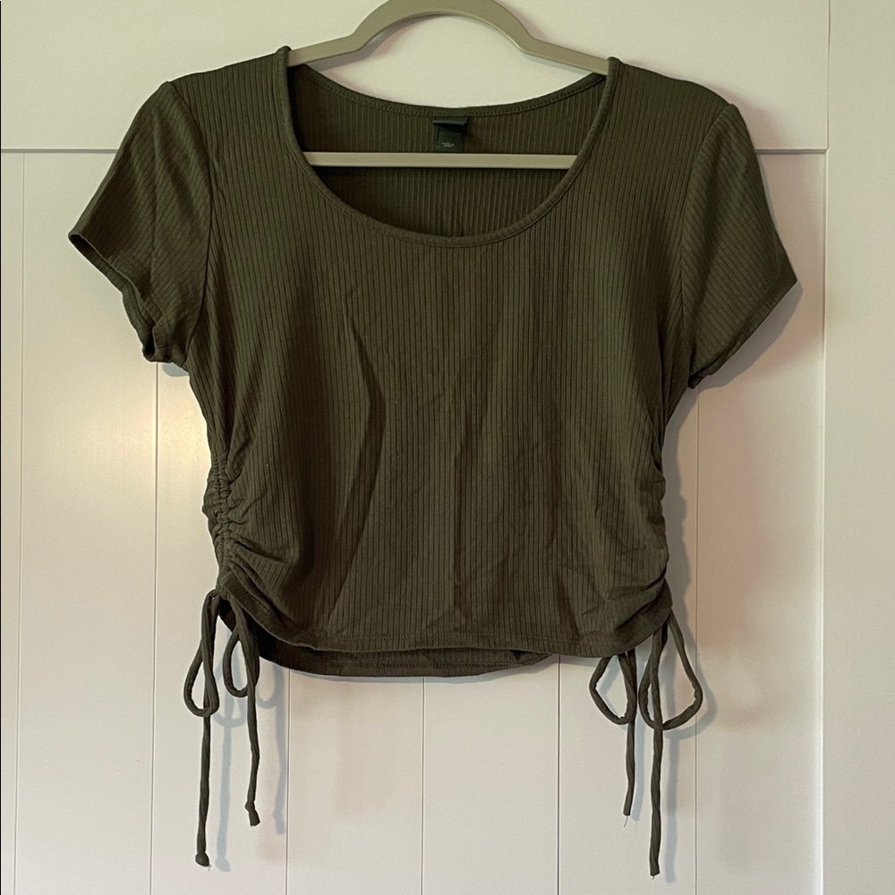 Wild Fable Olive Short Sleeve Ribbed Top